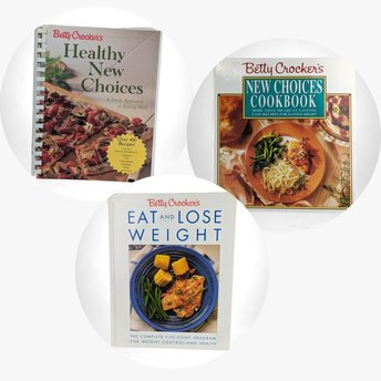 Vintage Betty Crocker Healthy Cookbook Trio, 1990 Eat & Lose Weight, 1998 Healthy New Choices, 1993 New Choices, Collectible Recipes