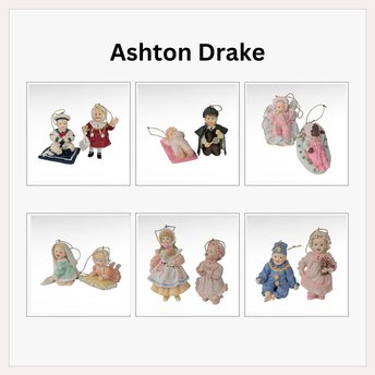 Vintage Ashton Drake Baby Ornaments, Set of 12, Resin Figurines, Collectible Nursery Decor, Christmas Tree Ornaments