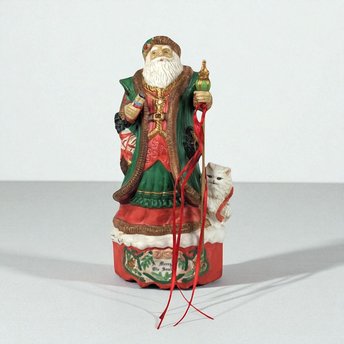 Vintage 1990s Merry Old Soul Ceramic Santa Music Box, 10 Inches Tall, Christmas Decor, Holiday Music Box, Gift for Collector