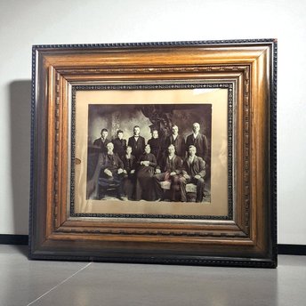 Large Antique Picture Frame with Portrait | Ornate Gilt Frame | Vintage Wall Decor | 26 x 23 Inches