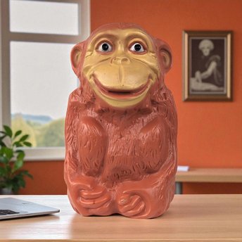 Vintage Wing Inc. Plastic Monkey Bank | Nostalgic Coin Savings | Retro Toy Gift | 10.5 Inches