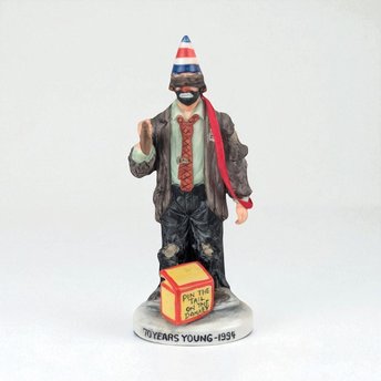 Vintage 1994 Flambro Emmett Kelly Jr. 70 Years Young Figurine, Ceramic Clown Ornament, Collectible Clown, Birthday Gift, 5.5 Inch