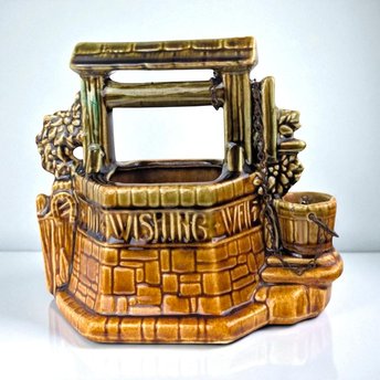 Vintage McCoy Wishing Well Planter, Ceramic Flower Pot, 6 Inch Height, Collectible Pottery, Unique Garden Decor, Gift for Plant Lover