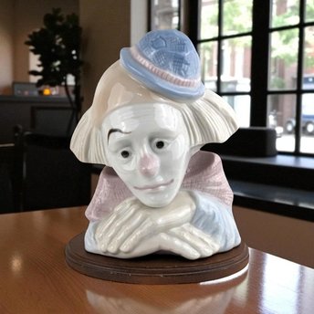 Vintage Sad Clown Figurine, Porcelain Clown Bust, Melancholy Clown Decor, Collectible Clown Statue, Unique Gift for Clown Enthusiasts
