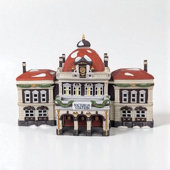 1989 Dept 56 Victoria Station, Dickens Village Building, Lit Christmas Village Display, Holiday Decor, Collectible Building
