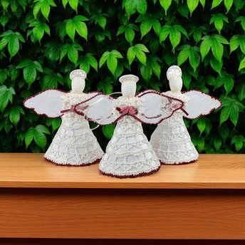 Vintage Handmade Crochet Angels: Set of 3 Christmas Holiday Ornaments