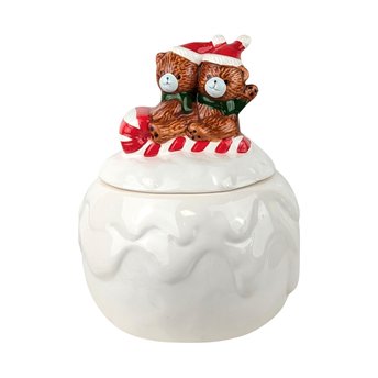 Vintage Christmas Around the World Snowball Candy Jar, Ceramic Holiday Decor, Collectible Christmas Bears, Festive Candy Dish