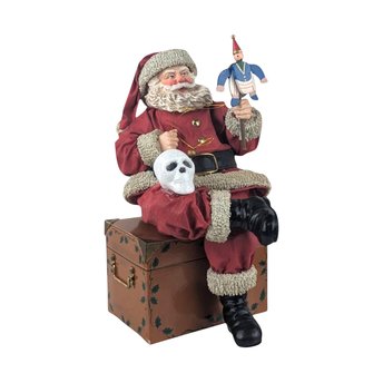 Spooky Santa Decor, Fabriche Santa with Skull, Upcycled Christmas Figurine, Gothic Holiday Decoration, Unique Gift