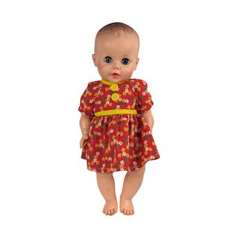 Vintage Eegee Baby Doll 14.5", Red Floral Dress, Moving Arms & Legs, Open and Close Eyes, Collectible Doll, Play Doll