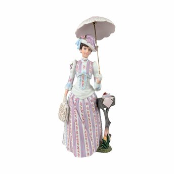 1988 Avon Mrs. Albee Award Figurine, Purple Dress, Parasol, Mailbox, Vintage Avon Collectible, Decorative Figurine, 11" Tall