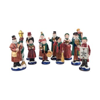 Vintage Fitz and Floyd Caroler Set, A Christmas Carol 1843-1993, Porcelain Figurines, Collector Series, Holiday Decor, Gift for Dickens Fans
