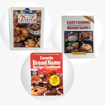 Vintage Favorite Brand Name Cookbook Trio - 1980s & 90s Recipe Books - Pillsbury Party, Easy Cooking, Farmer's Market Recipes