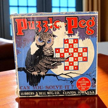 1920s Puzzle Peg Game, Lubbers & Bell, Vintage Educational Game, Brain Teaser, Puzzle Game, Collectible Game, Antique Toy