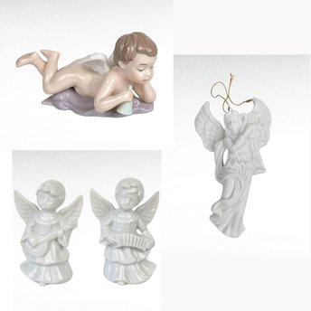 Vintage Angel Christmas Lot, Porcelain Cherub Figurine, Angel Ornament, Midwest Angels, Holiday Decor, Angel Collector Gift
