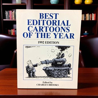 1992 Best Editorial Cartoons of the Year | Charles Brooks | Political Cartoons | Vintage Book | History Buff Gift