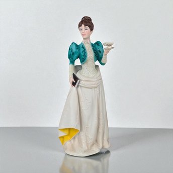 1995 Avon Presidents Club Mrs. Albee Award Figurine, Vintage Avon Collectible, Woman with Teacup,  Sales Achievement Award, Original Box