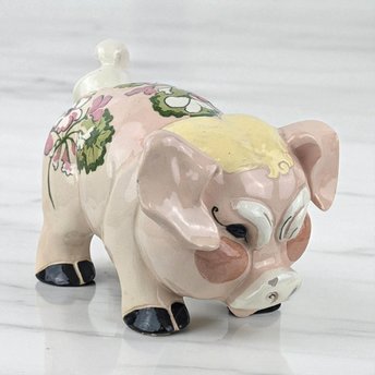 Vintage Kay Finch Grumpy Pig Figurine | California Pottery | Hand-Painted Pig | Collectible Animal Figurine