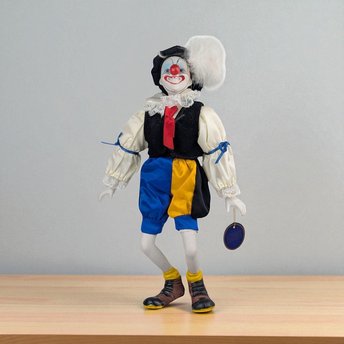 Vintage Clown Doll, Porcelain Face and Limbs, Collectible Display Doll, Whimsical Home Decor, Gift for Clown Enthusiasts