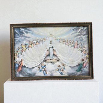 Vintage Mary Immaculate, Queen of the Universe Framed Print, Religious Art, Angelic Scene, Christian Gift, Framed Religious Print