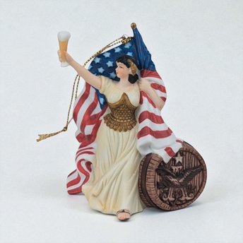1992 Anheuser Busch Ceramic Lady Ornament Pair - Budweiser Collectible, Patriotic Holiday Decor, Beer Lover Gift