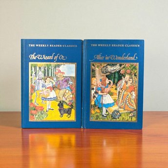 1983 Weekly Reader Classics Alice in Wonderland & Wizard of Oz Hardcover Books, Vintage Children's Literature, Illustrated Books