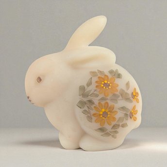 Fenton Custard Glass Bunny, Hand Painted Floral Rabbit Figurine, Artist Signed, Collectible Art Glass for Spring Decor