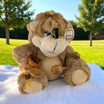 1992 Orzek Hedda Plush Bear, 10" Honey Bear with Bees, Vintage Collectible Bear, Unique Plush Gift, Teddy Bear Lover Gift