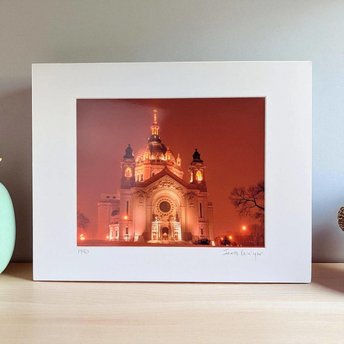 Vintage Saint Paul Cathedral Print, James Reininger Signed, Architectural Art, Minnesota Landmark, Gift for Art Lovers, Framed Wall Decor