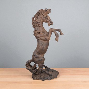 Vintage Cast Iron Rearing Horse Statue: Equestrian Farmhouse Decor