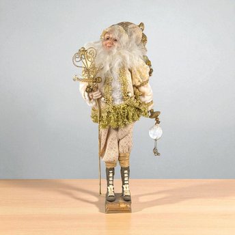 Vintage Gold Santa Elf Figure: Whimsical Christmas Decor