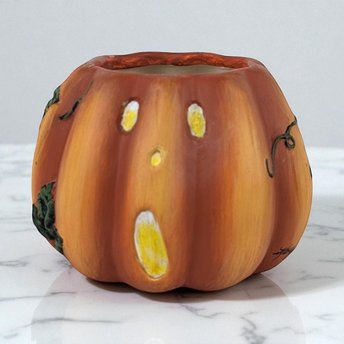 Vintage Kathy Hatch Ceramic Pumpkin Candle Holder: 2002 Halloween Decor