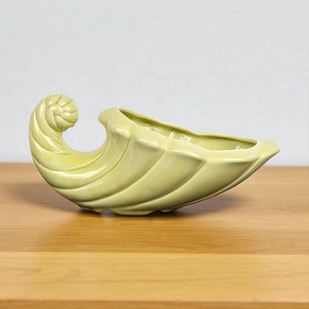 Vintage Yellow Ceramic Cornucopia Planter: Retro Home Decor