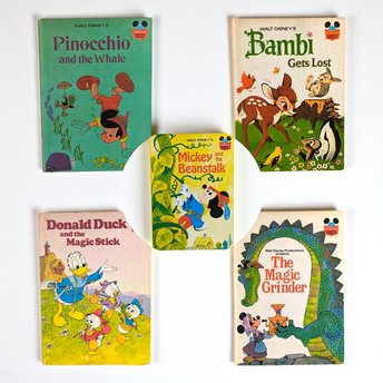 Vintage Walt Disney Book Lot: Mickey, Bambi, Donald Duck, Pinocchio Classic Children's Storybooks