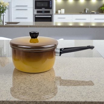 Vintage Brown Ombré Saucepan with Lid: Revere Ware 2 Quart Cookware