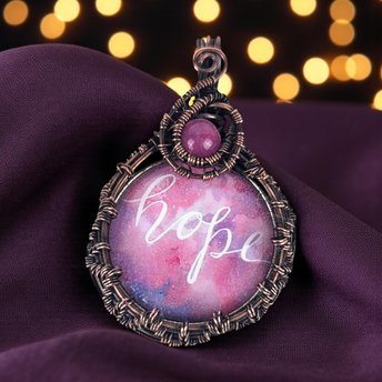 Handmade Copper Wire Wrapped Pendant: Inspirational Hope Jewelry
