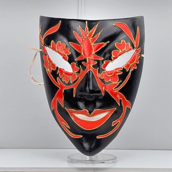 Vintage 1990s Venetian Carnival Mask: Handmade Papier-Mâché Wall Art, Italy