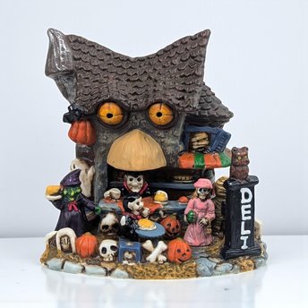 Vintage Light-Up Halloween Village Deli: Spooky Town Monster Figurine