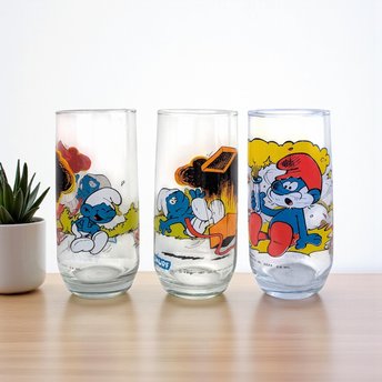 Vintage 1982 Smurf Tumblers: Papa, Jokey, Gargamel - Set of 3