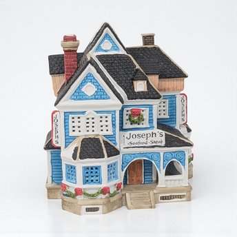 Vintage 1994 Lemax Joseph's Restaurant: Dickensvale Lighted Christmas Village House