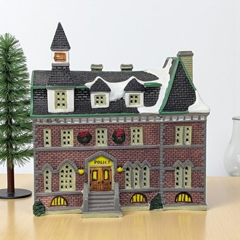 Vintage 1995 Police Station House: Lemax Dickensvale Lighted Christmas Village