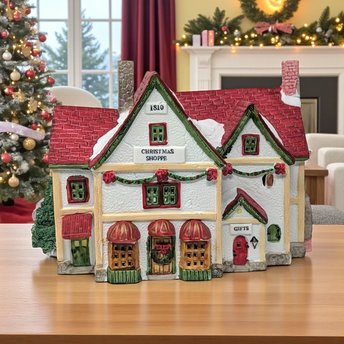 Vintage 1993 Lemax Christmas Shoppe: Dickensvale Porcelain Lighted House