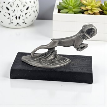 Vintage 1983 Dodge Pewter Hood Ornament: Franklin Mint Ram Sculpture