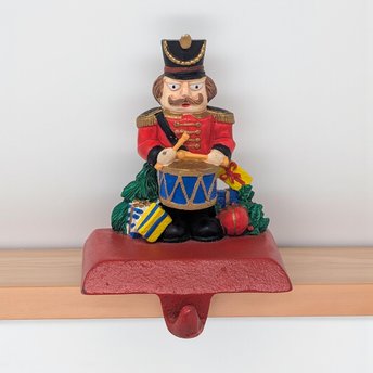 Vintage Nutcracker Stocking Holder: Toy Soldier Drummer Mantel Hanger