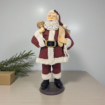 Vintage Standing Santa Figurine: 10" Traditional Holiday Decor