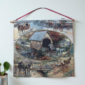 Vintage Countryside Tapestry - Thomas Kinkade Song of Solomon 7:11 Wall Art