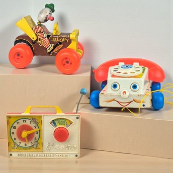 Vintage Fisher Price Toy: Choice of 1961 Chatter Phone, Jalopy, or Music Radio