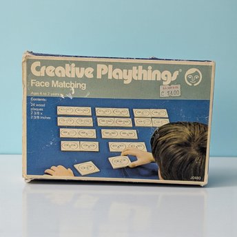 Vintage Creative Playthings Face Matching Game J0480: Mid-Century Wood Learning Toy