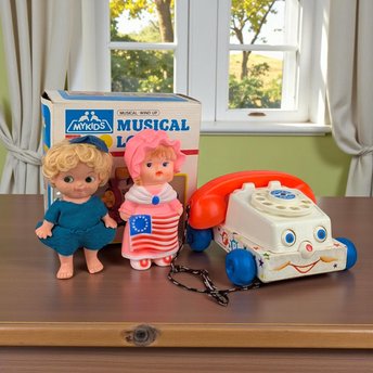 Vintage Fisher Price & Doll Collection: Chatter Phone, Musical Loco, Betsy Ross