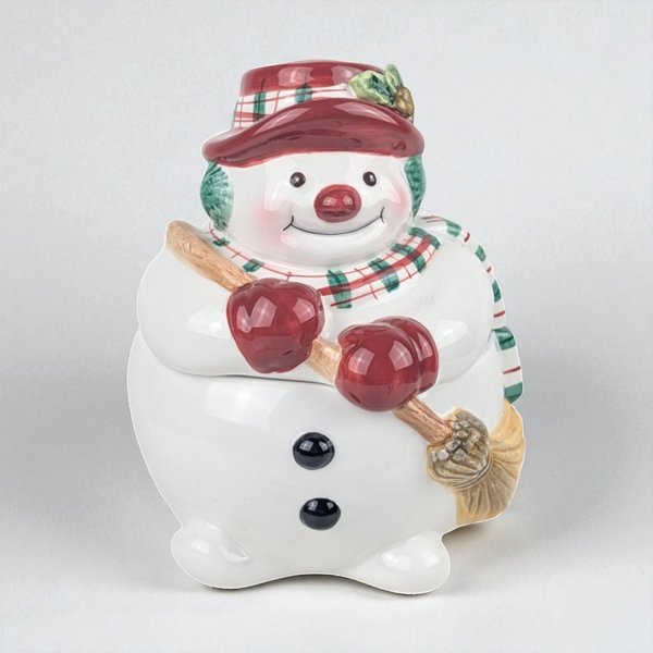Vintage Fitz and Floyd Snowman Covered Bowl: