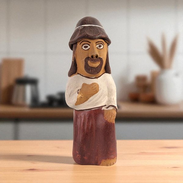 Vintage Hand Painted Clay Man Musical Whistle